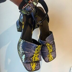 Vibrant Snakeskin Patterned Women's Heels